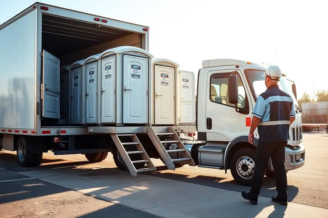Azura Portable Toilets delivery truck in High Point NC